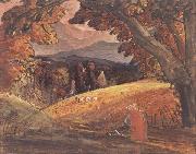Samuel Palmer Harvesters by Firelight oil on canvas